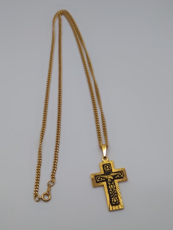 Damascene Jewelry - Damascene Cross On A 12k GF Chain